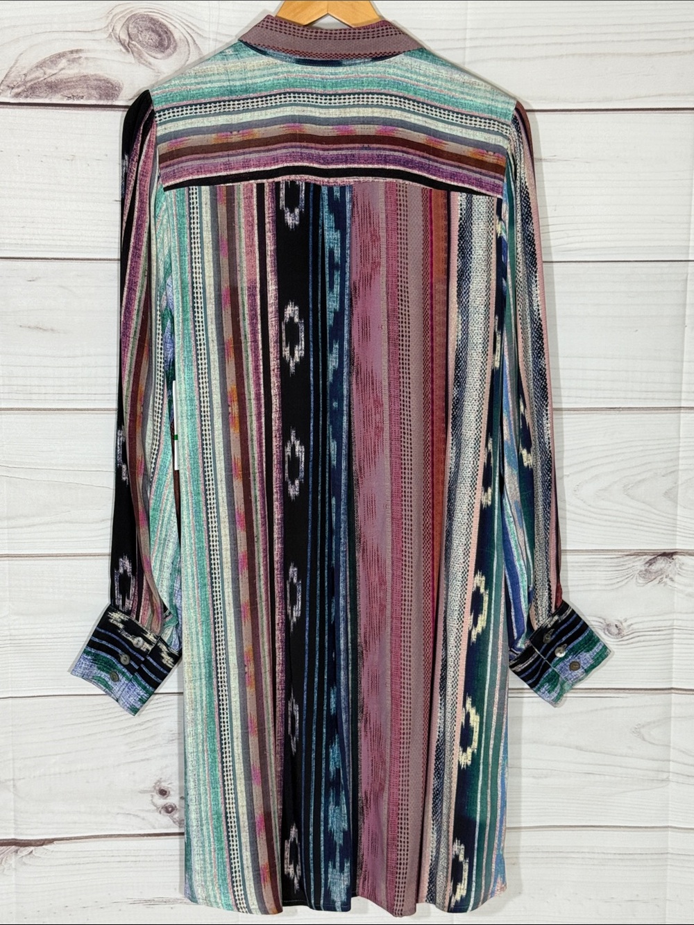 NWT Karen Kane Striped Multicolor Long-Sleeve Shirt Dress Size Large - Picture 6 of 8
